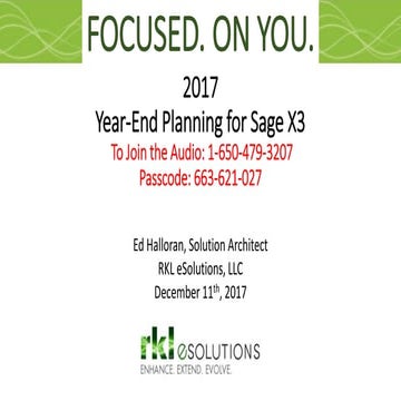 Sage X3 year end webinar 2017