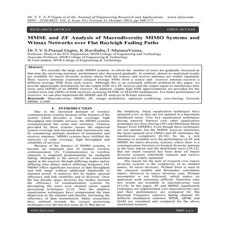 MMSE and ZF Analysis of Macrodiversity MIMO Systems and Wimax Networks over F...