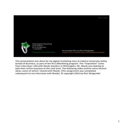 Ecommerce & Digital Marketing Strategy Presentation (With Notes) by Rick Wingender