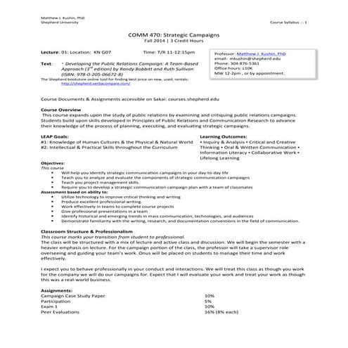 Strategic Campaigns Syllabus