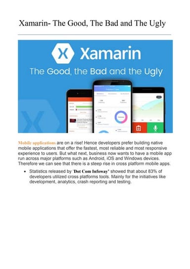 Xamarin  the good, the bad and the ugly