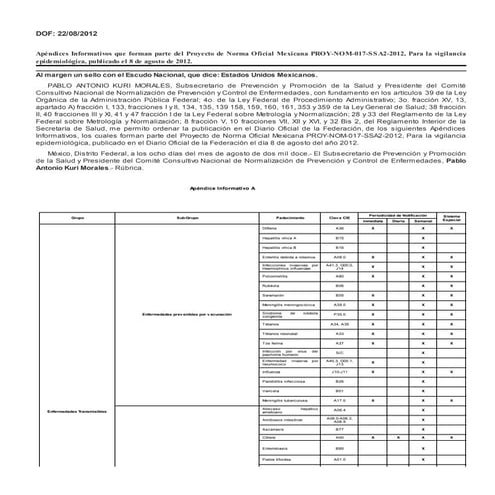 X apendice proy nom 017 ssa2 2012 vigilancia epidemiologica | PDF
