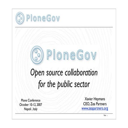 Xavier Heymans   Plone Gov   Plone In The Public Sector. Panel Presenting The...