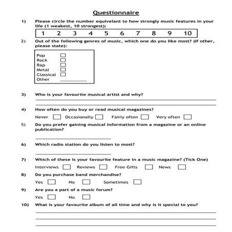 Xavier questionnaire