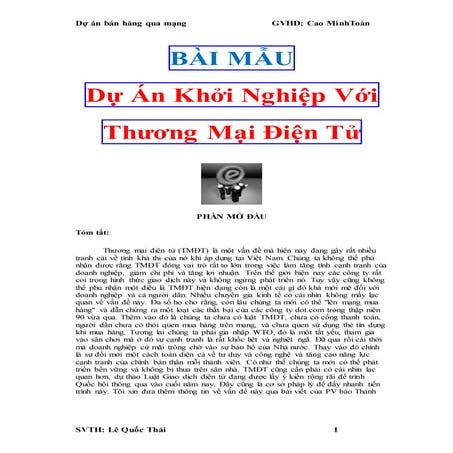Báo cáo thực tập xây dựng kế hoạch kinh doanh bán hàng qua mạng - T...