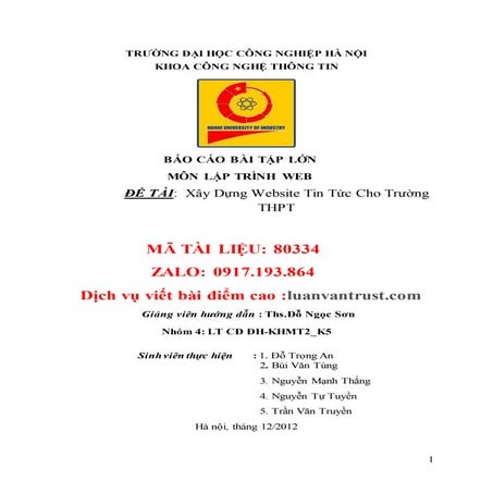 Xây dựng website tin tức cho trường THPT