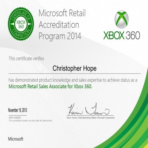 Xbox 360 accreditation 2014