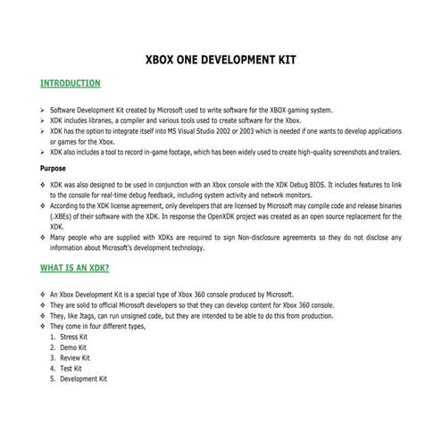 Xbox one development kit