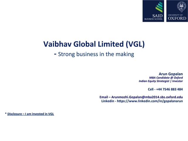 Vaibhav global limited - BUY