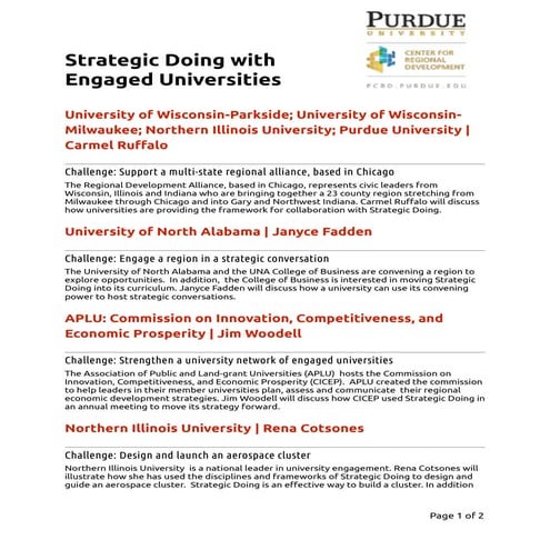 Strategic Doing with Engaged Universities 