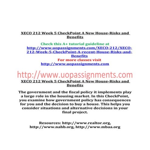 Xeco 212 week 5 check point a new house