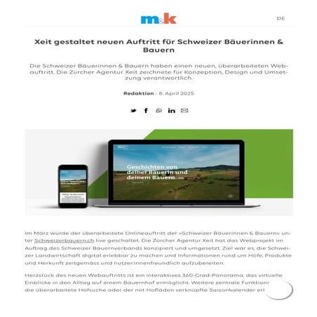 Xeit gestaltet neuen Auftritt für Schweizer Bäuerinnen & Bauern