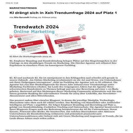 KI drängt sich in Xeit-Trendumfrage 2024 auf Platz 1