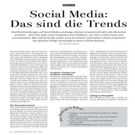 Schweizer Buchhandel - Social Media: Das sind die Trends