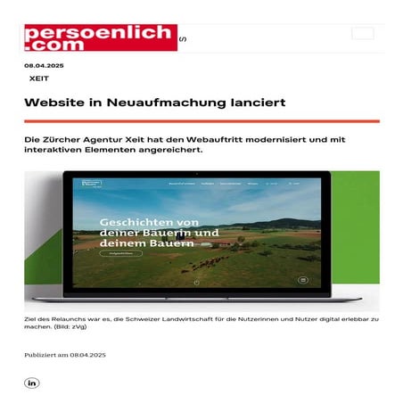 «Schweizer Bäuerinnen & Bauern»  Website in Neuaufmachung lanciert