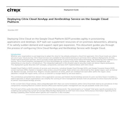 Deploying Citrix XenApp & XenDesktop Service on Google Cloud Platform