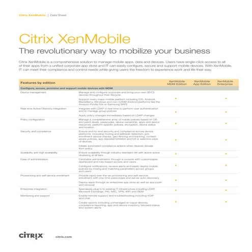 XenMobile Datasheet