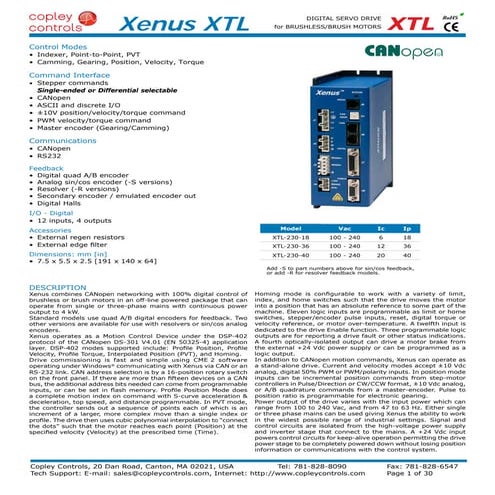 Приводы Xenus 120-240 Copley Controls