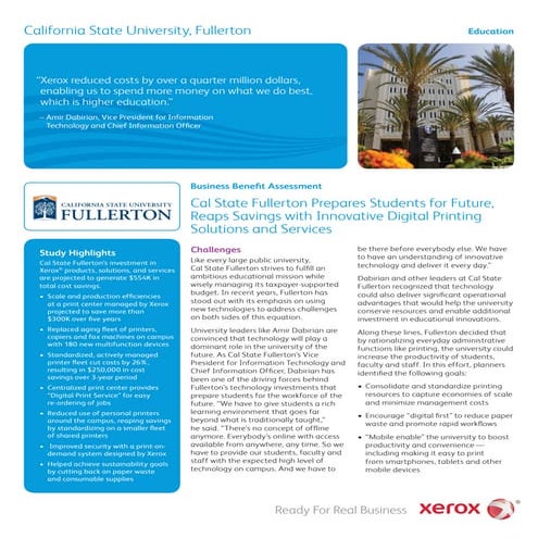 Xerox Cal State Fullerton Case Study