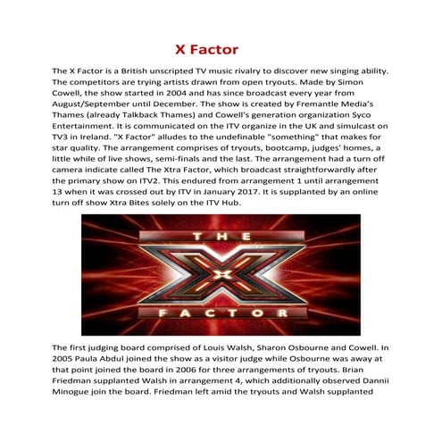 X factor history, judges, series and reception detals