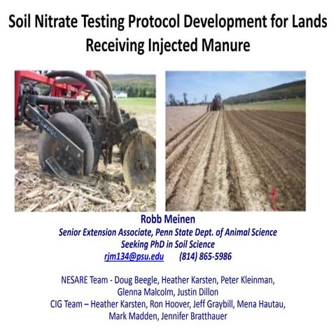 Soil nitrate testing protocol development for lands receiving injected ...
