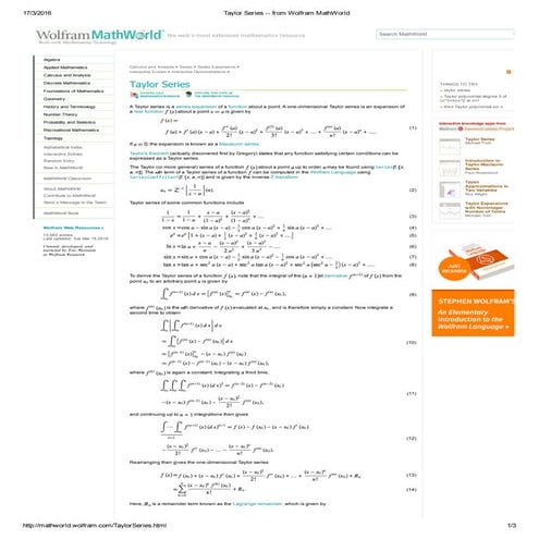 Taylor series  - from wolfram math world