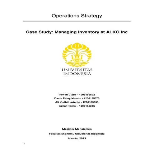Managing inventory at alko inc