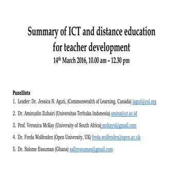 Summary of ict and distance education for teacher 17th march | PPT