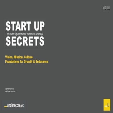 Startup Secrets - Vision, Mission, Culture