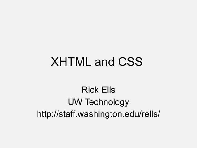 XHTML and CSS 