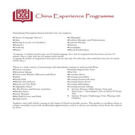 2016 China Summer Camp Program | PDF