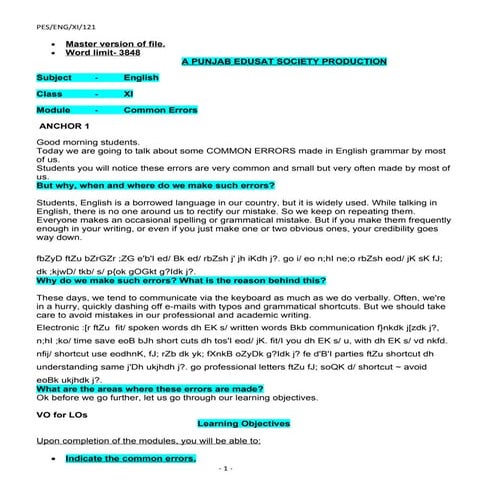 Xi common error 121_for master