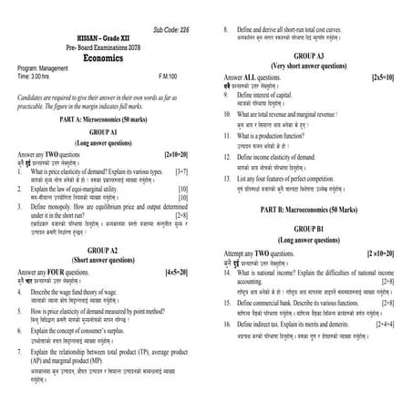 Economics XII - Hissan 2078