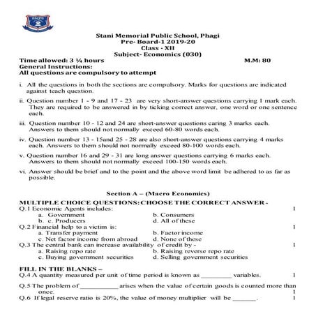 Xii economics  set a qpf