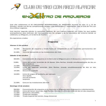 Xii encuentro de arqueros  convocatoria ok
