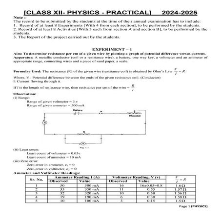 Physics practical with reading class 12 CBSE