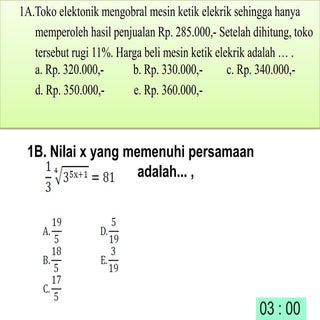 Latihan Soal UNAS Matematika SMK