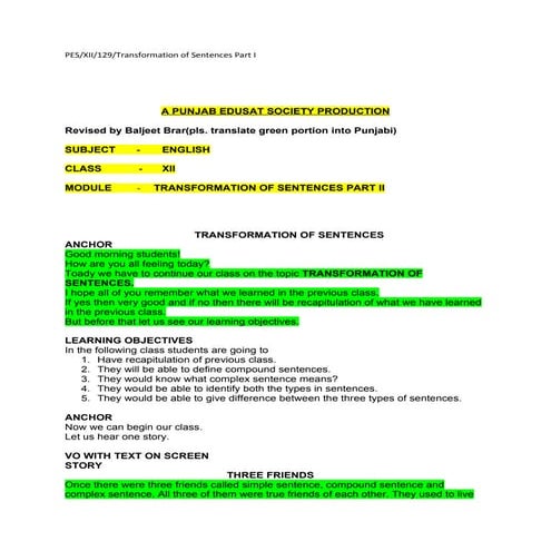 Xii transformation of sentences part 2 129-revised