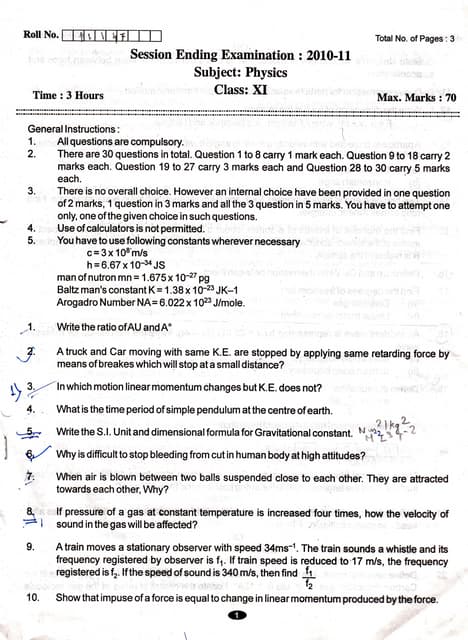Xi session ending exam 2010 11