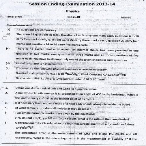 XI session ending  exam 2013 14