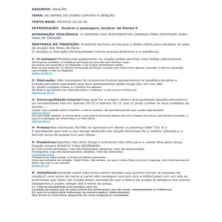 Xiste 6 terríveis armas contra a oração | DOCX