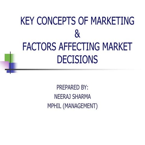 Key concepts of marketing 