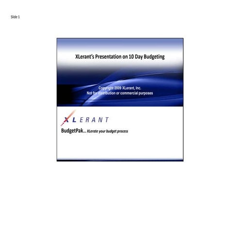 XLerants Presentation On 10 Day Budgeting