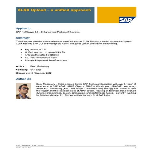 XLSX Upload - IN SAP GUI and WDA | PDF