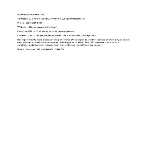 Xmc, inc | DOCX