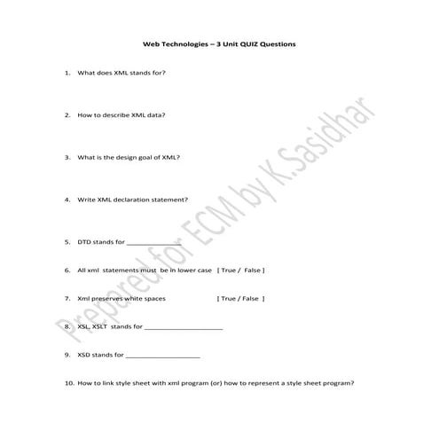 Xml quiz   3 unit