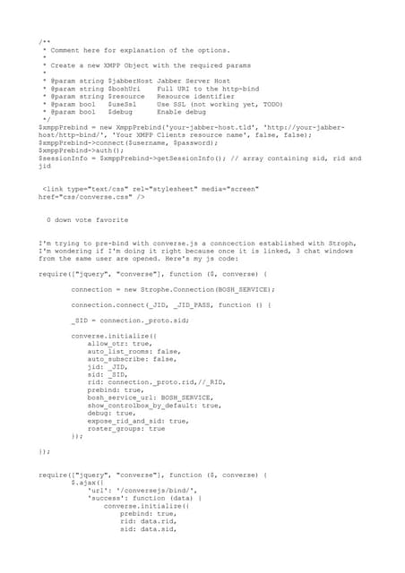 Xmpp prebind