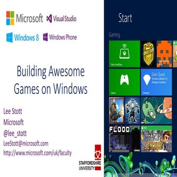 Windows 8 and MonoGame Presentation at Staffordshire University