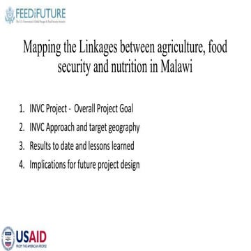 Mapping the Linkages between agriculture, food security and nutrition in Malawi