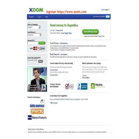 Enviar pagos via Xoom [Tutorial para enviar a Clientes del exterior] | PDF